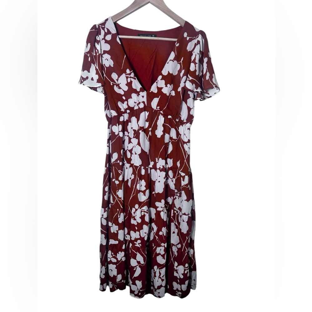 ABERCROMBIE & FITCH  Poplin Midi Dress - Size MP Tiered Midi Dress